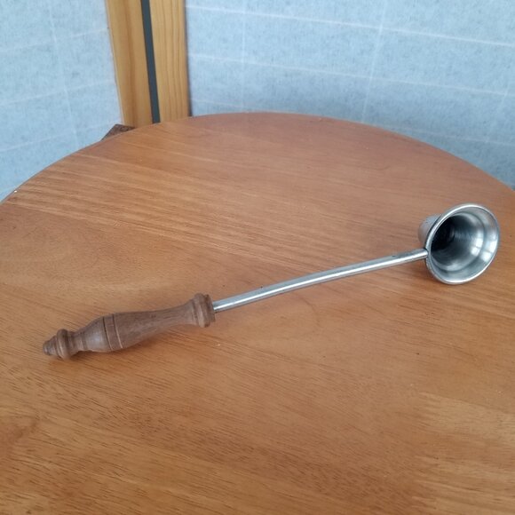 Vintage Candle Snuffer Pewter with Wood Handle 10" - Picture 1 of 6
